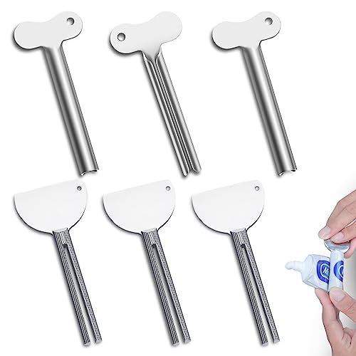 Zivacate Presse Tube, Presse Tube Dentifrice 6 Pièces, Forme de Clé en métal Presseur de Dentifrice, Distributeur de Dentifrice à Rouleau en Alliage pour...