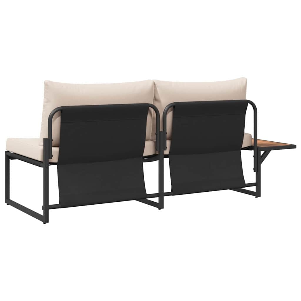 Sofa ogrodowa 200,5 x 70 x 85,5 cm, stalowa, odporna na warunki atmosferyczne, 2-osobowa, z poduszką, wytrzymała sofa outdoorowa na taras, balkon, meble ogrodowe do użytku na zewnątrz