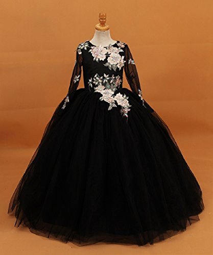 Black Tulle Net Kids Ball Gown 