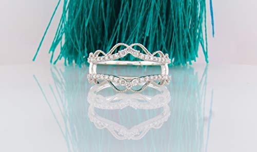 Dazzlingrock Collection 0.33 Carat (ctw) Round White Diamond Double Chevron Enhancer Guard Wedding Ring for Women in 925 Sterling Silver3