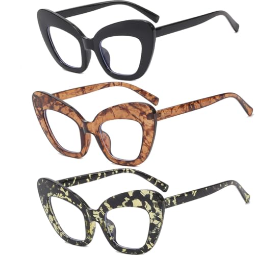 Image of 3 pack Blue Light Blocker Reading Glasses Cat eye Frame Readers Eyeglasses for Women