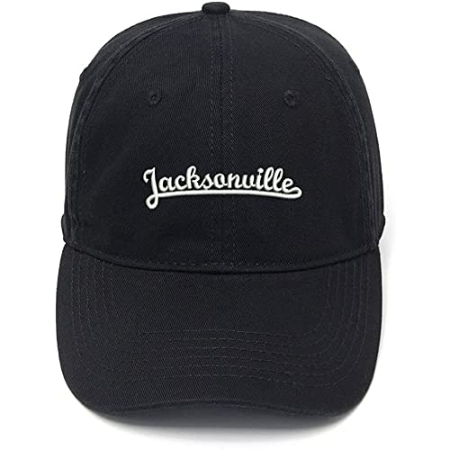 Lyprerazy Men's Baseball Cap Jacksonville City Embroidery Hat Cotton Embroidered Casual Baseball Caps (Black,7) #TOP7