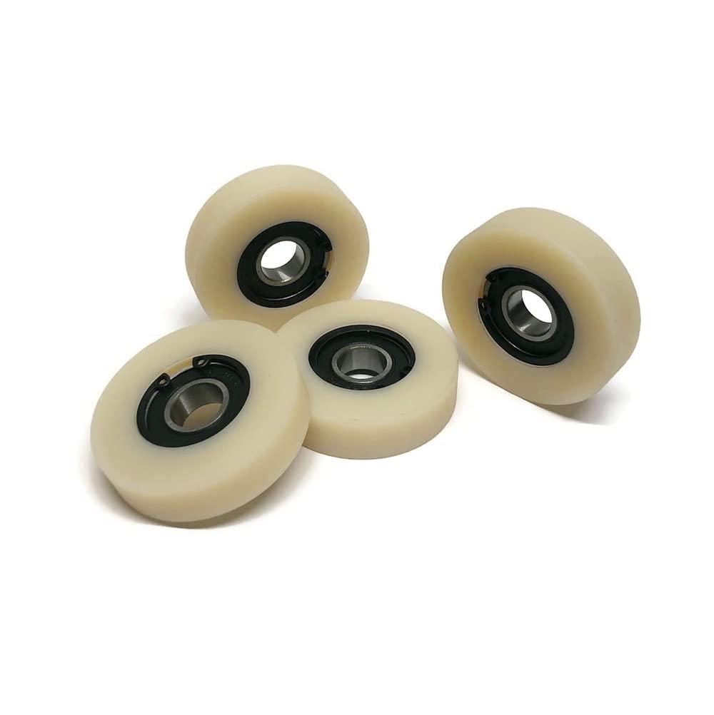 4 pcs 2 inch Nylon Roller Wheel with Bearings, CNC Guiding Wheel Flat Belt Idler (2" Diameter - 1/2" Wide - 1/2" Bearing)