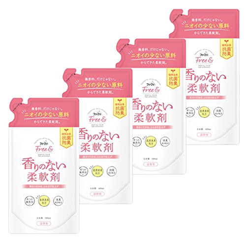 ファーファ 濃縮 柔軟剤 無香料 フリー& (フリーアンド) 480ml 詰替 4個セット
