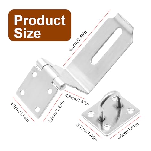 Image of Anxingo 2Pcs 1.96Inch Hasp Latch, 90 Degree Solid 304 Stainless Steel File Cabinet Lock Desk Drawer Lock, Safe Security Padlock Latch Hasp Lock for Personal Privacy