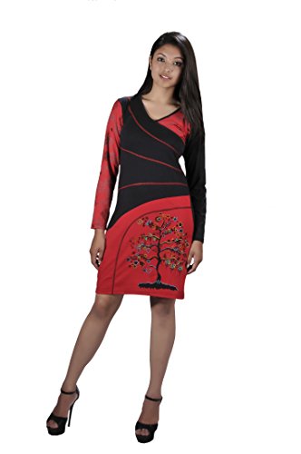 TATTOPANI Abito Lungo con Maniche con Scollo a V e...