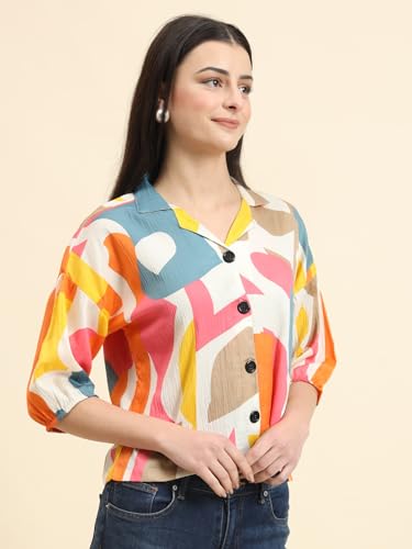 Image of Women's Cotton Blend Printed Combo (Pack of 2) Shirts - 3 /4 Sleeves V Collar Neck
