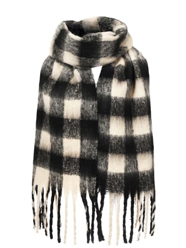 Oversized Blanket Scarf for Women Winter Fall Chunky Plaid Soft Cashmere Feel Thick Scarves with Fringed3