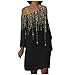 Genorsk Robe décontractée à manches longues et épaules dénudées pour femme, Noir , L