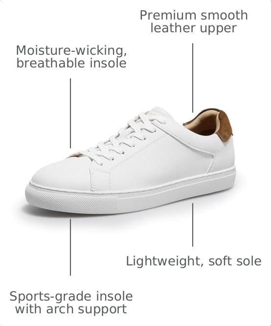 Image of Classic Sneakers Leather Casual Dress Sneakers Breathable Lace-up Oxford Fashion Sneaker for Men