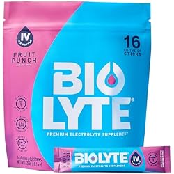 BIOLYTE IV Electrolyte Powder Packets, IV Liquid Drink Mix for Water, Doctor-Developed Hydration, Dehydration Relief, Chemotherapy Must Haves for Women, Men- Fruit Punch (16 Sticks)