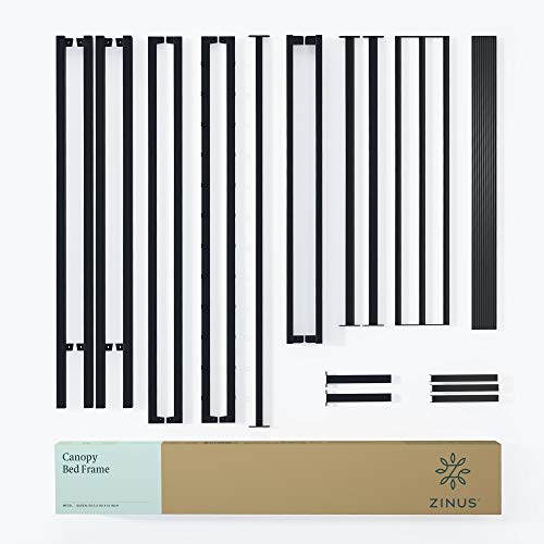 Zinus Patricia Black Metal Canopy Platform Bed Frame / Mattress Foundation With Steel Slat Support / No Box Spring Needed / Easy Assembly, Full #TOP6