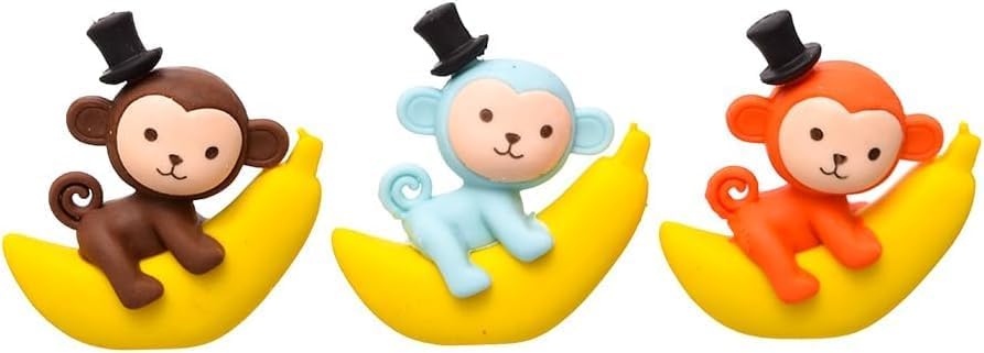 Image of AK Store (Pack of 4) 3D Cute Cartoon Shape Rubber Pencil Erasers, School Stationery for Kids, Boys Girls, Birthday Return Gifts (Monkey on Banana)