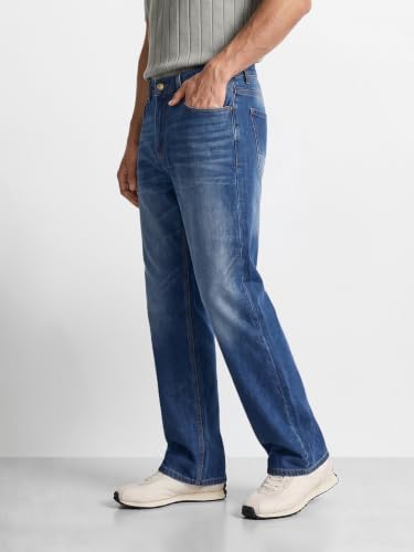 Image of The Indian Garage Co Men Bootcut Loose Fit Solid Mid-Rise Jeans