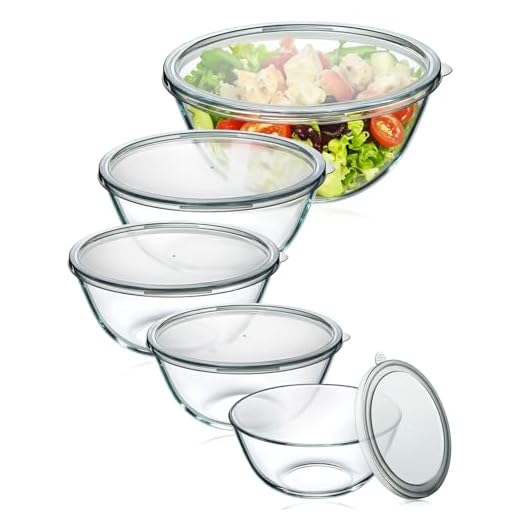 Set of 5 Glass Mixing Bowls with Lids