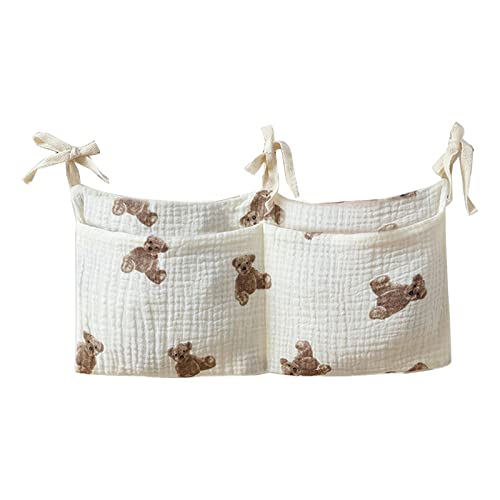 JUSTAUS Baby Bedside Hanging Organizer with Bear Design