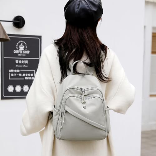 Image of Backpack for Women Small, Mini Nylon Travel Backpack Purse, Shoulder Bag Cute Lightweight Daypack for Ladies (Light gray)