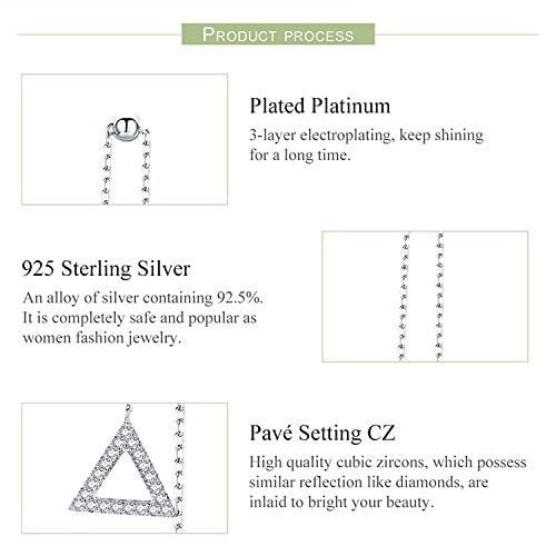 Boucles d'oreille longue chaîne triangle argent pour illuminer vos soirées - 4