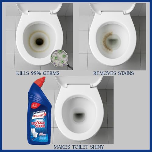 Image of Hommies Advanced Toilet Cleaner 2L 10X Power Formula, Kills 99.9% Germs, 5-Minute Rapid Action, Long-Lasting Fragrance | Original Liquid Cleaner -1 L X 2Packs