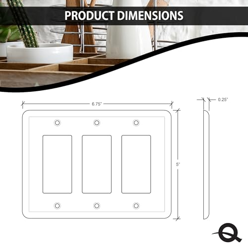 Questech Light Switch Covers, Triple Rocker Wall Plates for Electrical Outlets, 3-Gang Triple Decorator GFCI Switch Plates Standard Size, Decorative Tumbled Texture, Travertine - Thumbnail 4