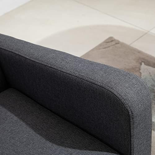 HOMCOM Linen Modern-Curved 2-Seat Sofa Loveseat w/Thick Cushion Wood Legs Foot Pads Single Compact Home Furniture City Flats Grey