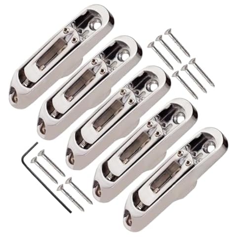 JD Moon 4 or 5 String Bridge Saddles Heavy Duty Individual Bass Bridge Tailpiece (Chrome 5pcs) Cover