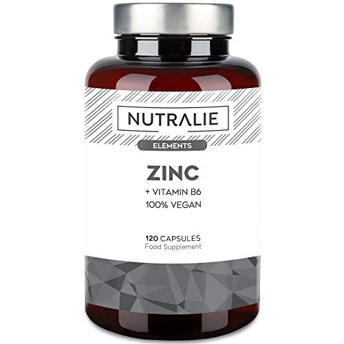 ZINC BIO-disponible - Citrate de Zinc - Anti-Acné - Complement Alimentaire Système immunitaire - Zinc Citrate et Vitamine B6-120 Gélules Vegetales - NUTRALIE