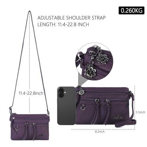 Image of Angel Kiss Small Crossbody Bag for Women Leather Crossbody Purse Triple Compartments Cell Phone Purse Shoulder Bags for Women