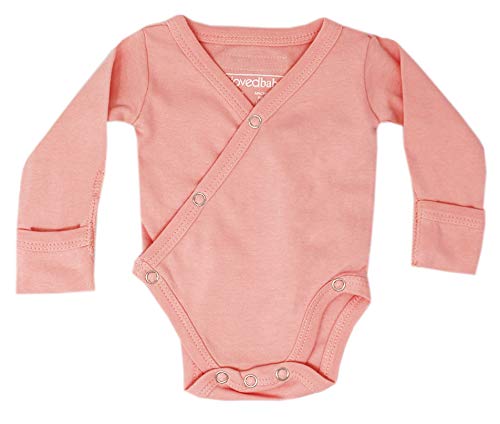L ovedbaby Unisex Baby 100% Organic Kimono Bodysuit (Coral, 0-3m)