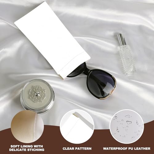 Image of Anikathy 2Pcs Sunglass Eyeglass Glasses Case Soft PU Leather with Cleaning Cloth Portable Glasses Pouch Bag for Men Women