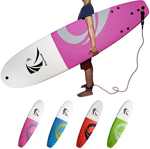 Raystreak 7’2 Soft top Surfboard 7ft 2 inches Soft Surf Board Funboard | Crocskin Non-Slip Deck Foam Surfboard| Performance Softboard Package with fin and Leash