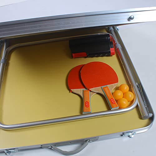 Mamahome Professional Mdf Tennis Table With Quick Clips Table Tennis Net And Cue Set - 10 Minutes Easy Assembly With 1 Table Tennis Bat - Compact Storage Table Tennis Table, Blue, (D-Small-A2) #TOP5