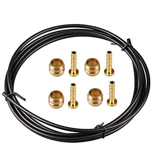 CATAZER Juego de mangueras de freno de bicicleta, incluye freno de disco hidráulico de 5 mm de diámetro, 2500 mm, 4 piezas de conectores de oliva para Shimano BH59 BH90 (negro BH59)