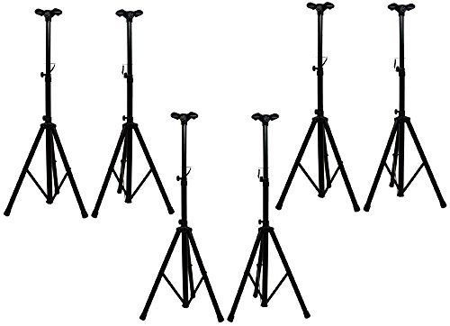 American Sound Connection ASC (6) Pro Audio Mobile DJ PA Speaker Stands 6 Foot Adjustable Height Tripod with (6) Adapter Brackets