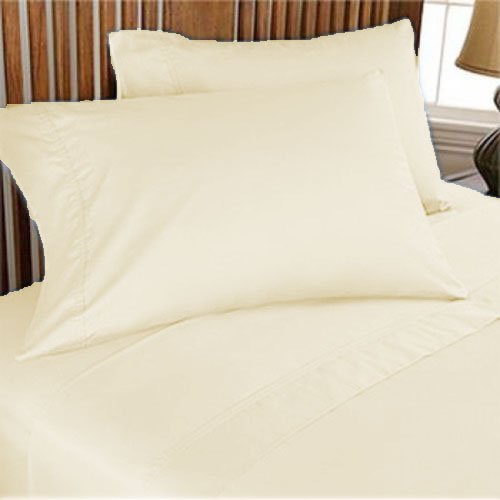 2 piezas de fundas de almohada de algodón egipcio macizo de 600 hilos King 50 x 90 cm y color marfil