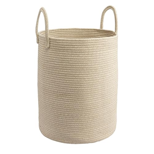 JUNBOLE Woven Cotton Rope Laundry basket-15”X20” Laundry Hamper-Rope Storage Basket for Dirty Clothes, Toys and Blankets Perfect for Bathroom,...