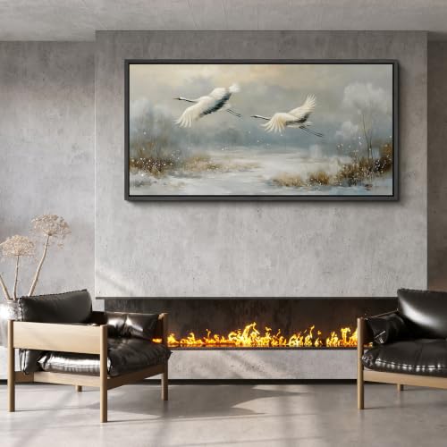 Image of MUDECOR Extra Large Framed Canvas Print Wall Art Crane Art for Living Room