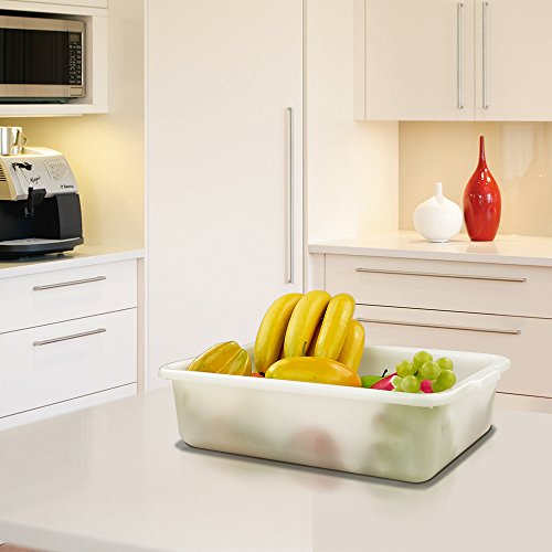 HOMMP 8 Quart White Small Bus Tub/Box, Small Rectangle Wash Basins, 4-Pack