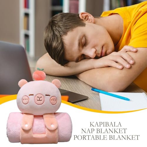 Tapis de sieste pour l'école maternelle en forme capybara avec couverture intégrée - 3