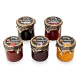 QUESOQUESO® Pack 5 Mermeladas Artesanas Gourmet para Quesos | Sabores Variados (Higo, Naranja, Frambuesa, Vino Tinto y Pimiento Rojo) (200g) | Maridaje perfecto para Queso Curado y Semicurado