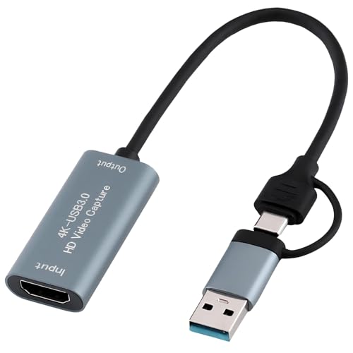 Video Capture Card HDMI to USB C HDMI Capture Card Streaming Device 4K@30Hz 1080P@60fps Game Record Passthrough Loop-out Compatible for Quest Switch iPad Camera Mac Laptop PC