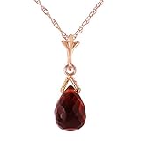 Galaxy Gold 2,5 Carat 14 K Sólido Oro Rosa Collar con Naturales Briolette Granate Colgante