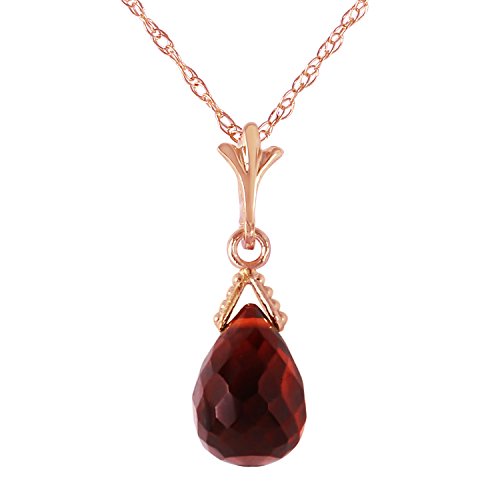 Galaxy Gold Gg 2.5 Carat 14K 18" Solid Rose Gold Necklace With Natural Briolette Garnet Pendant #TOP30