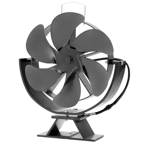 Ventilateur de poêle à bois - Circulateur de brûleur à bois alimenté par la chaleur de 25 cm, ventilateur de flux d'air de cheminée durable, rotatif à 360 degrés, design silencieux | Distribution