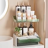 Delamu Bathroom Organizers and Storage, 2 Tier 2 Drawer Makeup Organizer Countertop, Easy to Install, Ideal for Bathroom...