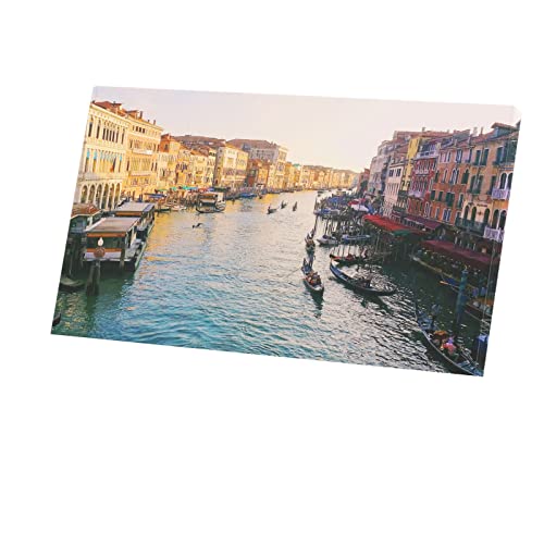 Tableau Venise Toile Imprimée Soleil Levant Grand Format 107x60cm pour Décoration Murale Salon