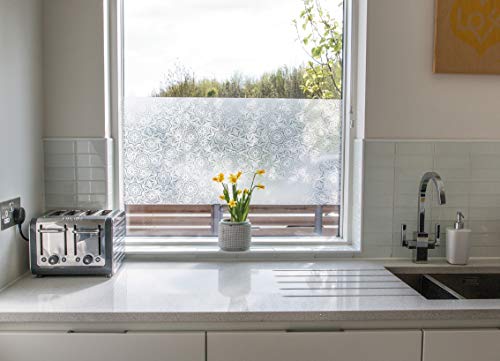 D-C-Fix Window Privacy Film Candice Static Cling Removable Two Way Day And Night Sun Uv-Blocking Decorative Vinyl Covering For Bathroom, Office, Home & Glass Door - Decal Sticker 17.7" X 59" #TOP4