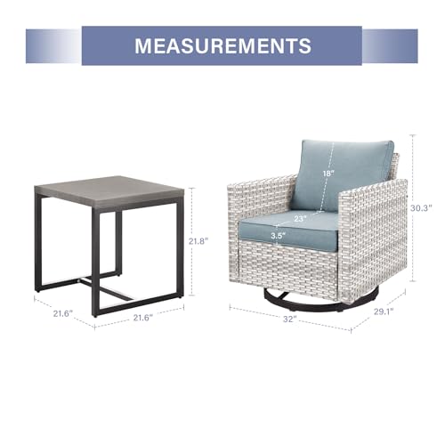 Patio-Chairs-Rocking-Swivel-Chair-3-Piece-Wicker-Outdoor-Patio-Furniture-Bistro-Set-PE-Rattan-Rocker-Glider-Chairs-with-Cushions-and-Side-Table-for-Outside-Porch-Deck-BalconyLight-GreySky-Blue Patio Chairs Rocking Swivel Chair 3 Piece Wicker Outdoor Patio Furniture Bistro Set PE Rattan Rocker Glider Chairs with Cushions and Side Table for Outside Porch Deck BalconyLight GreySky Blue
