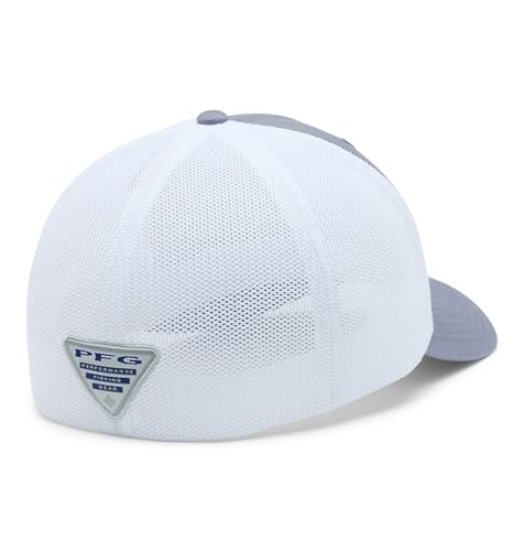 Image of Columbia Unisex PFG Fish Flag Mesh Ball Cap, New Moon /Fish Flag, L /XL