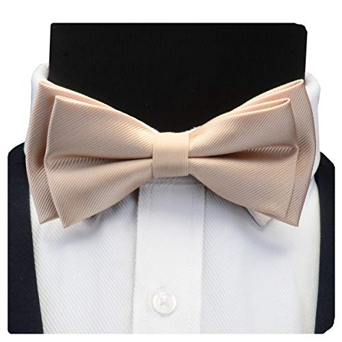 Image of GUSLESON Mens Solid Color Two Layer Pre-tied Bow Tie and Pocket Square Cufflink Set with Gift Box